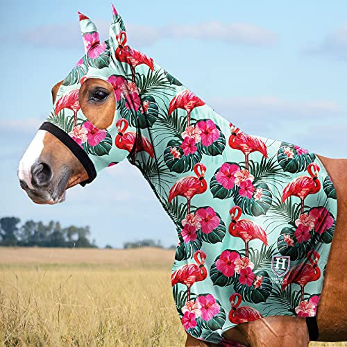 Harrison Howard Soft Fleece Trim Stretchy All-Covered Bequeme Pferdekopfhaube mit Reißverschluss-Chic Flamingo M