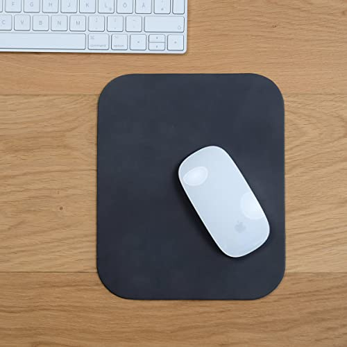 Hamosons - Hochwertiges Mousepad/Mauspad aus Büffel-Leder, Dunkel-Grau, Modell 26304
