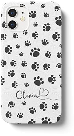 iCaseDesigner Personalised Name with Heart Animal Print Phone Case Compatible with iPhone 13 Pro. 1. Dog Paw Prints