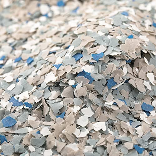 350 G/ 0.77 lb Decorative Color Chips Epoxy Flakes 3-5 mm Blend Concrete Floor Coatings Decorative Paint Flakes for Garage Floor Paint Interior Exterior Wall (Dark Blue, Light Blue, Gray, White)