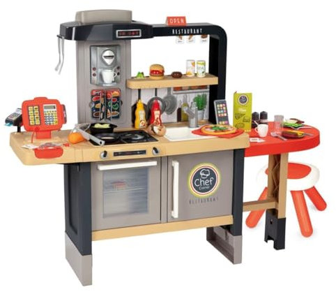 Smoby - Cocina Restaurante Chef - Comedor 3 zonas de juego - 70 accesorios incluidos - L76xA24xP82 - Edad 3