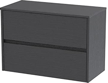 Hudson Reed HAV2206W Havana Modern Bathroom Wall Hung 2 Drawer Countertop Unit & Colour Worktop, 800mm, Woodgrain Graphite Grey