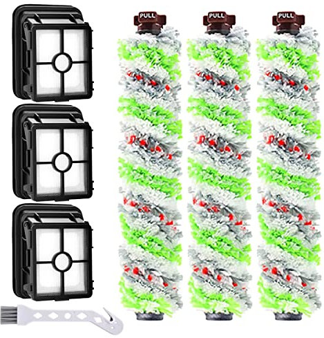 Asdazrxy 3 filtros de repuesto y 3 rodillos de cepillo multisuperficie para mascotas, accesorios para Bissell Crosswave 3 en 1, para aspiradoras Bissell CrossWave 1866 1785 2052 1713