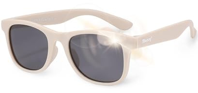 Maesy Kinder Sonnenbrille 3-6 Jahre - UV400 Schutz Polarisierte Gläser Kategorie 3 - Flexibler Rahmen - Eckig, Sicher und Bequem - Lino, Beige Ecru