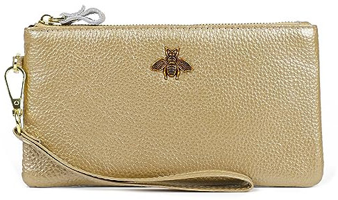 imeetu Damen Wristlet Clutch Geldbörse Leder Handy Geldbörse Handtasche mit Handschlaufe, Gold