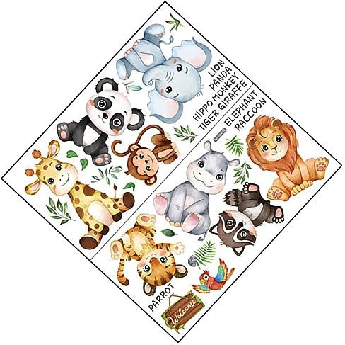 TOYANDONA 1satz Tropische Tiere Wandaufkleber Für Kinderzimmer Selbstklebende Cartoon Wandsticker Mit Elefanten Tigern Und Mehr Für Kreative Dekoration Im Schlafzimmer Und Kindergarten