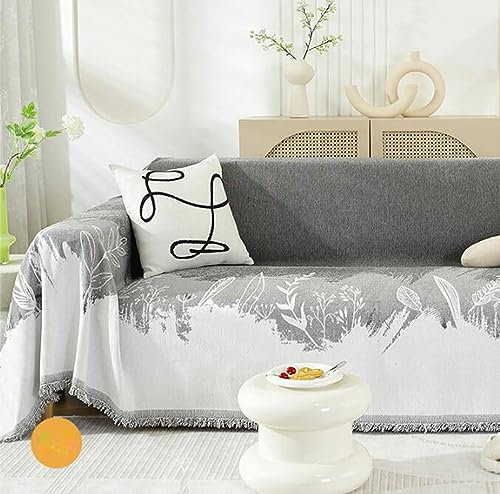 Gualiy Bezug Sofa 180x260cm, Blätter Muster Couchbezug 2 Sitzer Sofaüberwurf Kratzfest Schwarz Sofabezug für Wohnlandschaft