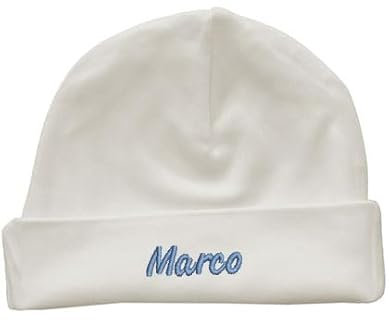 Generisch Baby Mütze Bestickt mit Namen personalisiert Junge Mädchen Neugeborene Babymütze Stickerei (Creme/Beige)