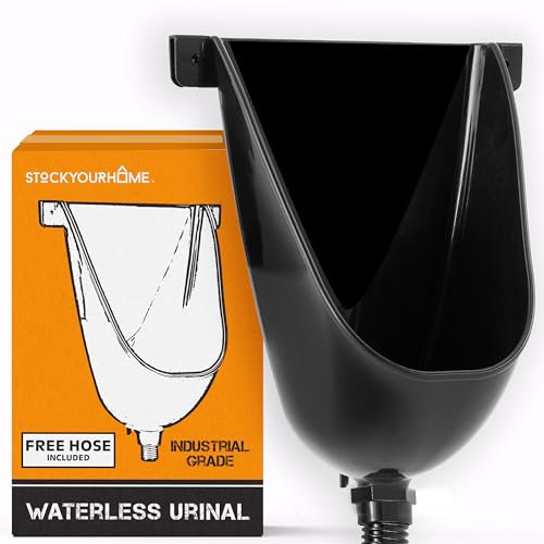 Stock Your Home, Wasserloses Urinal für Männer (schwarz), Kunststoff-Urinale für Garage, Schuppen oder Hinterhof, Wandhalterung Urinumsteller und Outdoor-Camper-Urinale, tragbares, wasserloses Urinal