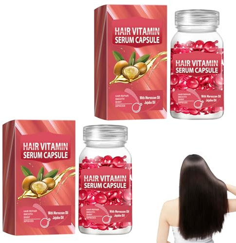 60 Capsules Capsules pour le Soin des Cheveux, Hair Oil, Sérum de Traitement des Cheveux, Sérum Capillaire, Pour Réparer et Conditionner les Cheveux Afin d'Améliorer la Sécheresse et les Frisottis
