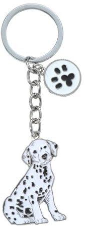 BT Bear Porte-clés en forme de chien en métal avec étiquette d'identification (Dalmatien)