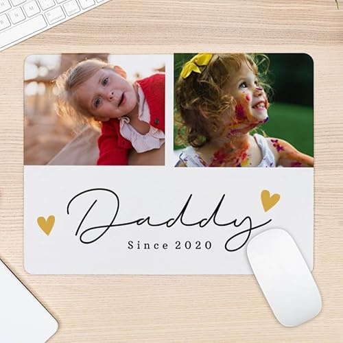 Wanapix | Tapis de Souris Personnalisé Rectangulaire XL | Fête des Pères | 33x25 cm | Base en Caoutchouc Antidérapant | Très Flexible | Cadeaux Originaux pour Hommes | Collage Daddy