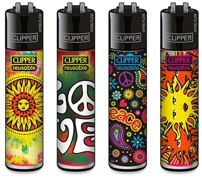 Clipper Feuerzeug 4er Set: (Hippie 4)