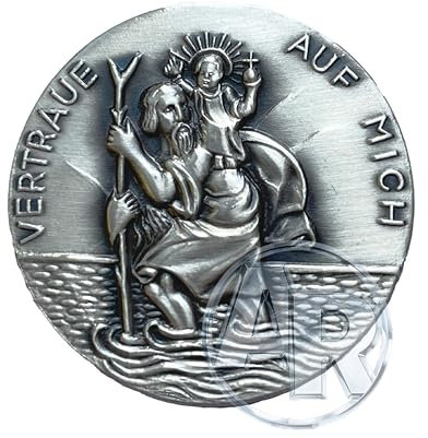 Generic Christophorus Schlüsselanhänger & Plakette, 999-feinversilbert, Gesegneter und Geweiht (Schlüsselanhänger mit Gravur, 3,5 cm)