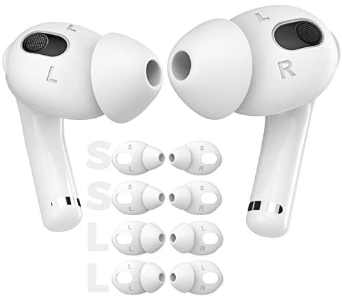 AHASTYLE AirPods 3 Ganchos para la Oreja Orejeras Antideslizantes Accesorios de Silicona [No Cabe en el Estuche de Carga] Compatible con Apple AirPods 3 2021(2 Pequeños+2 Grandes, Blanco)