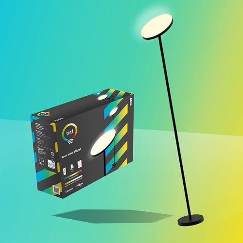 tint Smarte LED-Stehlampe Pavo, weißes & farbiges Licht RGB (1800-6500 K) für indirekte Beleuchtung – Steuerbar per Bluetooth, Alexa, Fernbedienung oder App