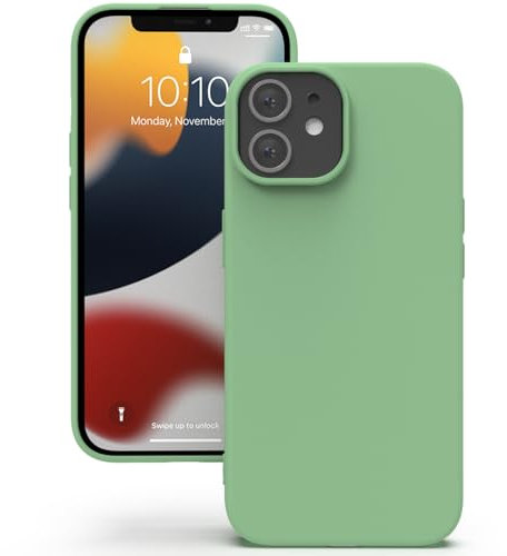 YATWIN Cover per iPhone 12, iPhone 12 Pro, Custodia in Silicone Morbido con Tagli di Precisione per Fotocamera, Design Ultra Sottile, Protezione 360° con Bordi Rialzati, Verde Menta‌