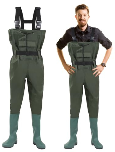 Izrielar Wathose Herren Damen Fischerhose, 70D Nylon Composite PVC, rutschfesten Gummistiefeln, Hochwasserhose, für Baustellen, Angeln, Bauernhöfe, Gärten