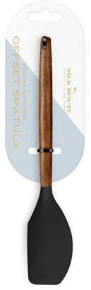 Silk Route Home Acacia Wood & Black Silicone Offset Spatula Kitchen Utensil