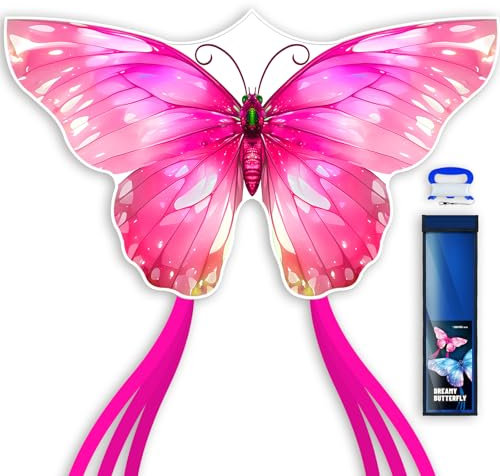 SGftre Schmetterlingsdrachen für Kinder und Erwachsene,Leicht zu Fliegen Outdoor-Spielzeug für Jungen & Mädchen,Inklusive 100m Schnur & Tragetaschen, Ideal für Outdoor-Aktivitäten (Rosa)