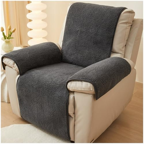 NNSMUN Sofa Armlehnenbezüge, Sesselschoner Sesselauflage, Fernsehsessel Schutzbezug Anti-Rutsch, Headrest Protectors for Recliners für Zuhause mit Kindern und Haustieren Hund (Dunkelgrau,76X231cm)