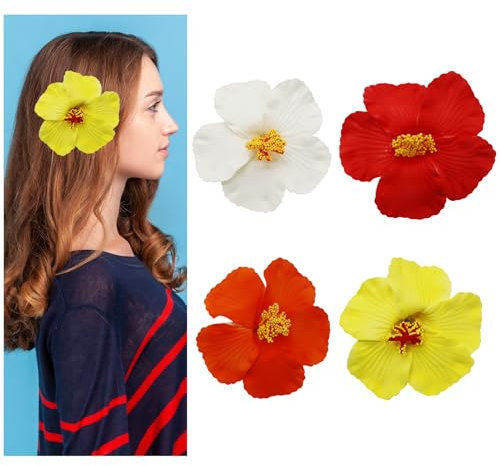 4 horquillas hawaianas para el pelo, diseño de flores
