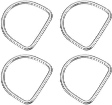 PATIKIL 1.4 Metall D-Ringe, 4 Stück 304 Edelstahl D-Ring Geschweißte Solide Dee Ringe DIY Zubehör für Gürtel Nähen Hundehalsbänder Gurtbänder, 3x30mm