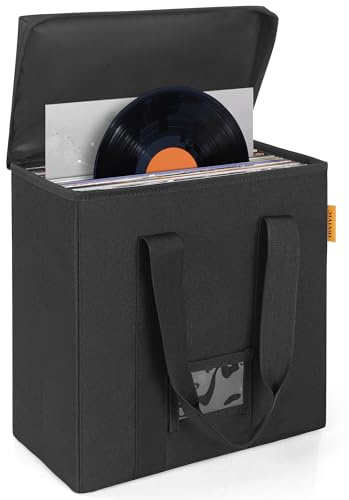Contenitore per dischi in vinile, 33,4 x 16,7 x 33,4 cm (lunghezza x larghezza x altezza), adatta per album in vinile da 7/10/12 pollici