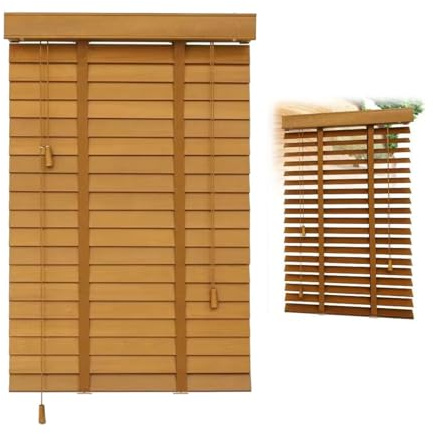 Générique 50mm Stores pour Fenêtres Stores Vénitiens en Bois Massif W 30/45/60/80/100/120/140/160cm Stores Horizontaux Store occultant Protection Solaire et Brise-Vue(30W x 175cm H)