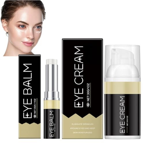 Feuchtigkeit Augencreme Gegen Falten und Augenringe, Retinol Eye Cream Stick mit Hyaluron, Straffende Augenpflege Reduziert Tränensäcke & Schwellungen, 30g Augencreme + 3g Tragbarer Eye Stick, 2 Stück
