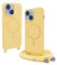 BGHHEU Silicone Coque Magnétique pour iPhone 13 avec Cordon,Compatible avec MagSafe,Étui Housse Silicone avec Portable Lanyard Réglable, Jaune