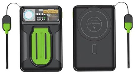 Anluomania Power Bank 10000mAh, Magnetische Powerbank 22,5W, Externe Handyakkus with LED Display, Tragbares Ladegerät Schnellladen mit USB-C Kabel, Ständer, Kompatibel mit iPhone16 15 14 13