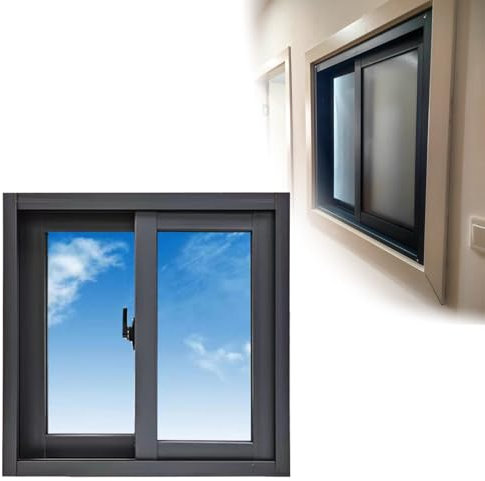 EXCLURA Finestra Finestra Scorrevole Orizzontale per Corridoio Interno, Finestre per Casa 40 45 55 60 70 75 80 85 90 100 120 Cm, Finestra Seminterrata in Vetro con Zanzariera(34x22in/85x55cm)