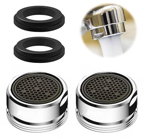 2 Pack M24 Tap Aerators, Quick Fit Tap Filter Nozzle with Gasket, Faucet Filter Replacement Insert for Kitchen & Bathroom Mixer Tap, Water-Saving Kitchen Tap Aerator for UK Taps (24MM)