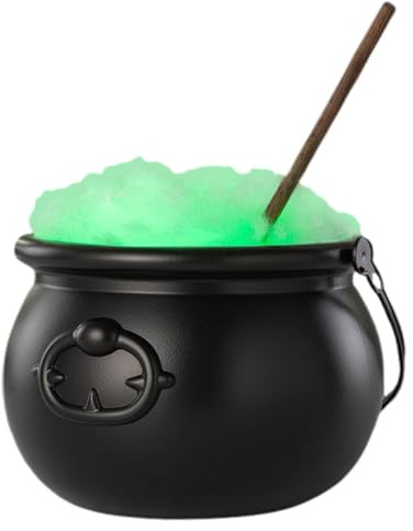 Weqizuerqi Hexenkessel für Halloween, großer, dekorative Hexenschale – Dekoration Zubehör mit Licht 7 Farben mit Fernbedienung für Tisch, Innenbereich, Küche, Partyraum,