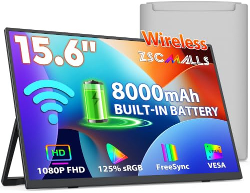ZSCMALLS Monitor portátil inalámbrico de 15.6
