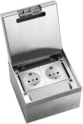 TALOEYH - Boîtier de prise encastrable au sol, ensemble de prises au sol en acier inoxydable 16 A 4000 W, prise encastrable AC250V, prise au sol escamotable avec 2 prises pour bureaux, hôtels, écoles