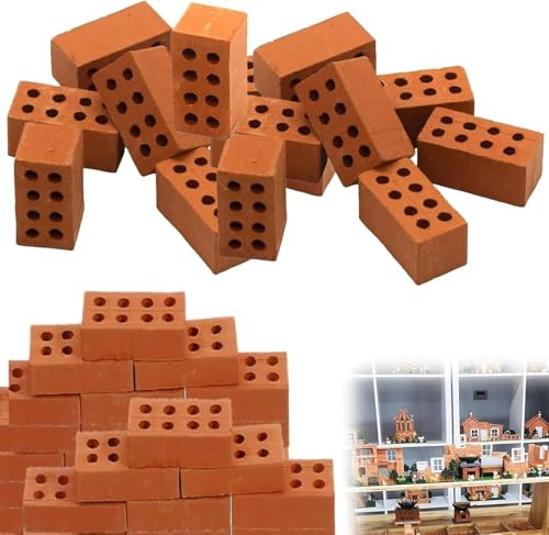 50 Pezzi Mattoni in Miniatura Rossa, Mini Modello di Mattoni per Costruzione di Micro Paesaggio, Fai da Te Casa delle Bambole, Ideale per Progetti Creativi e Decorazioni