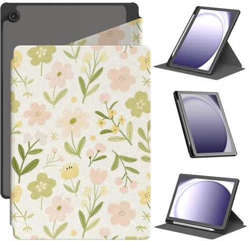 Funda Tablet con Rotación de 360° para Samsung Galaxy Tab A11 Plus 2025/A9 Plus 2023 11(SM-X230/X236), Tapa Abatible Colorida con Soporte en 3 ángulos, Fina y Duradera, Hierba Amarilla