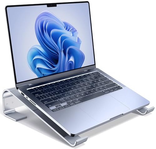 JOOF Aluminum Laptop Stand, Portable Cooling Stand, Ergonomic Laptop Holder for Desk (Non-Slip), Compatible with MacBook Air, Pro, Dell, HP, Lenovo, and All Laptops 10-17 (Silver)
