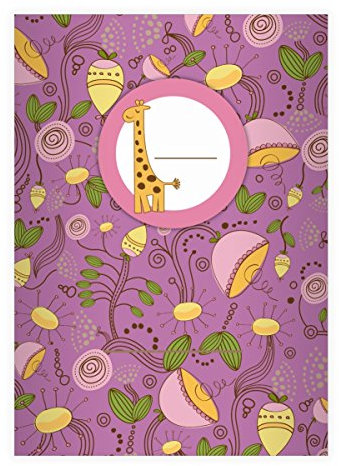 Kartenkaufrausch 4 Frische Blüten DIN A4 Schulhefte, Schreibhefte mit Kleiner Giraffe in lila Lineatur 20 (blanko Heft)