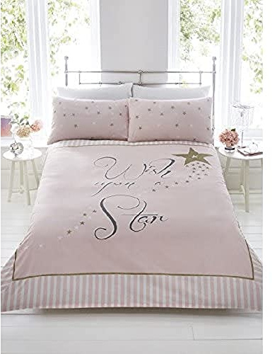 Rapport Home Wish Upon a Star Pink King Duvet Cover Set for Girls | Enchanting Kids Bedding with Pillowcases | Soft, Easy Care Bedroom Decor