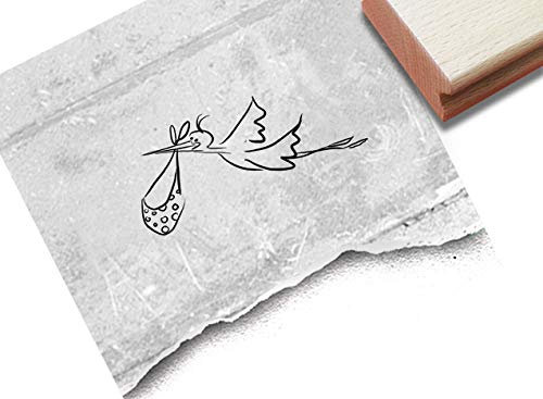 Stempel - Motivstempel STORCH Klapperstorch (klein) zur Geburt & Taufe - Bildstempel Kinderstempel Geburtsstempel Taufstempel - Kind Kinder Baby Willkommen - zAcheR-fineT