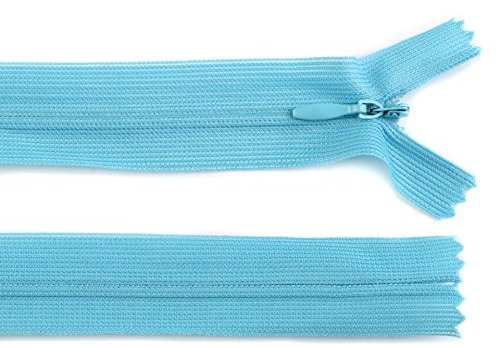 Schnoschi 1 Stück 50 cm Langer Spiralreißverschluss, nahtverdeckt, Nicht teilbar, türkis, 3mm Laufschiene, Reißverschluss