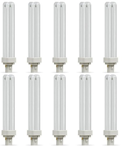 10 x Crompton CLD26SCW CFL Light Bulbs D 2 Pin G24d-3 26 Watt Cool White + Free MCD LED Keyring Torch