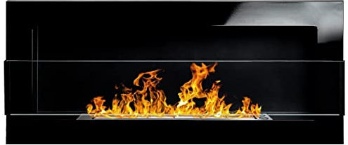 Bio Ethanol Fire BioFire Fireplace Modern 900 x 400 High gloss black with glass Wall - Mounted Alcohol Fireplace
