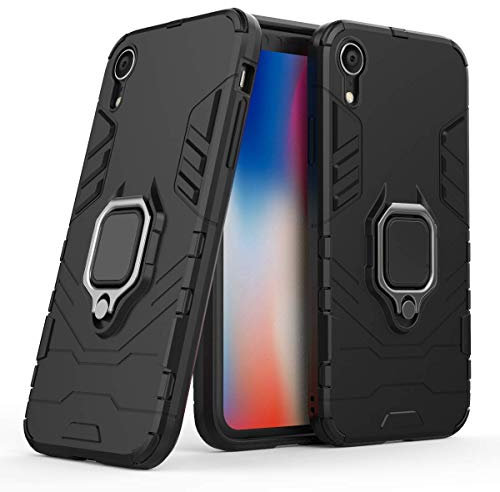Compatible avec iPhone XR Coque, Anneau de Support Téléphone Voiture Magnétique Bague 360 Étui de Protection pour Apple iPhone XR (Noir)
