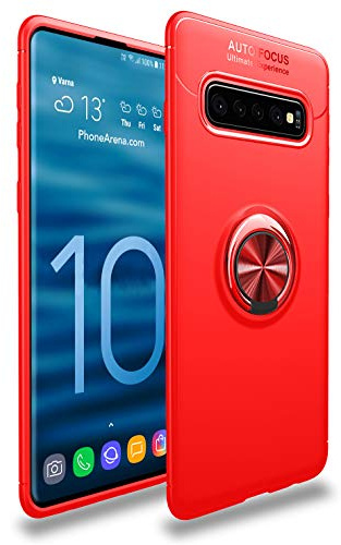 SORAKA Hülle für Samsung Galaxy S10 4G mit Ringständer Weiches TPU Ultradünn Schutzhülle Samsung Galaxy S10 4G mit Metallplatte für Handyhalterung Auto KFZ Magnet