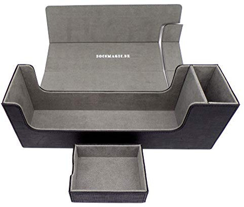 docsmagic.de Premium Magnetic Tray Long Box Black Medium - Card Deck Storage - Kartenbox Aufbewahrung Transport Schwarz