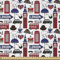 ABAKUHAUS London Satin Stoff als Meterware, Britische englische Wahrzeichen, Zum Nähen Toller Stoff für Heimtextilien Aller Art, 3M (148x300cm), Weiß Rot
